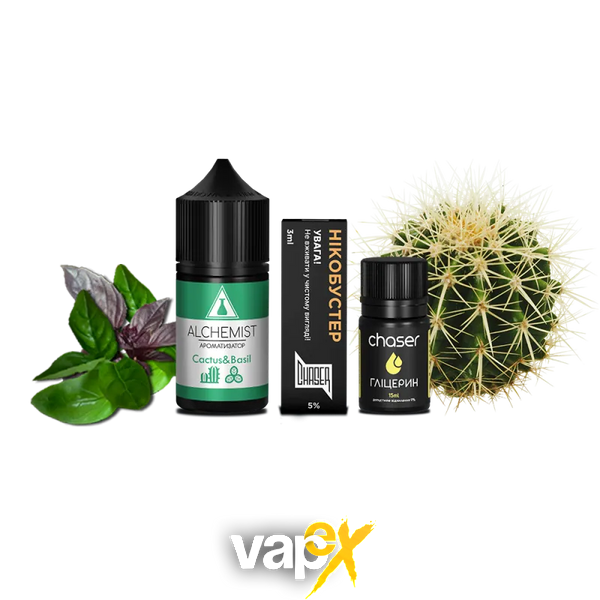 Набор для самозамеса Alchemist Salt Cactus&Basil (Кактус Базилик, 50 мг, 30 мл) 21542 Фото Інтернет магазину Кальянів - Вейпикс