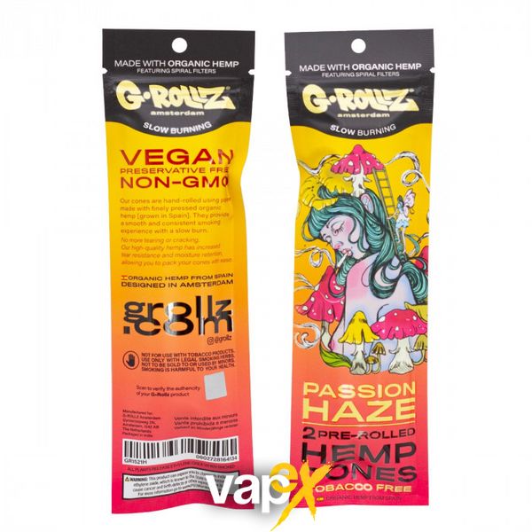 Бумага для самокруток G-ROLLZ - 2x Passion Fruit Flavored Pre-Rolled Hemp Cones 36723 Фото Інтернет магазину Кальянів - Вейпикс