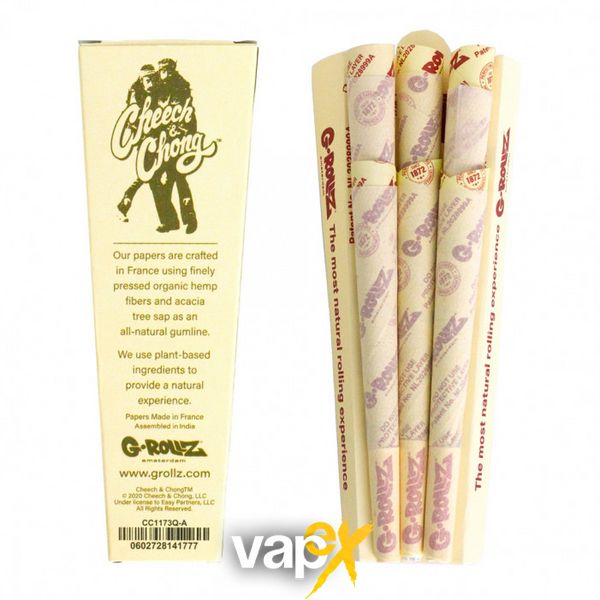 Бумага для самокруток G-ROLLZ | Cheech & Chong Cones Organic Hemp Extra Thin 654643 Фото Інтернет магазина Кальянів - Вейпікс