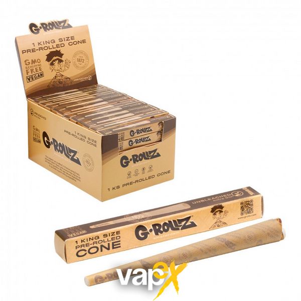 Бумага для самокруток G-ROLLZ - ​​KS Unbleached Extra Thin Cone 78945 Фото Інтернет магазину Кальянів - Вейпикс