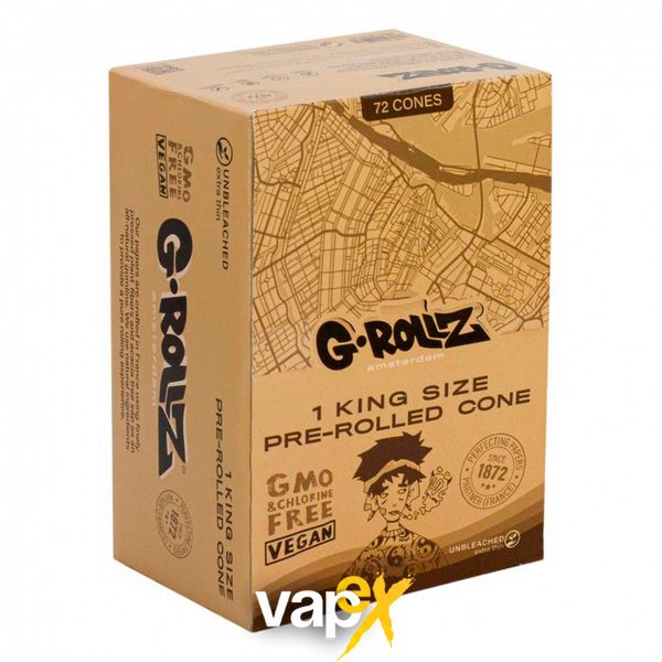 Папір для самокруток G-ROLLZ - KS Unbleached Extra Thin Cone 78945 Фото Інтернет магазина Кальянів - Вейпікс