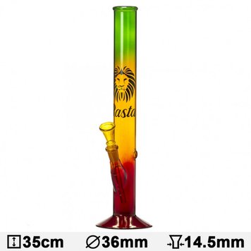 БОНГ Стеклянный RASTA LION 88150 Фото Інтернет магазину Кальянів - Вейпикс