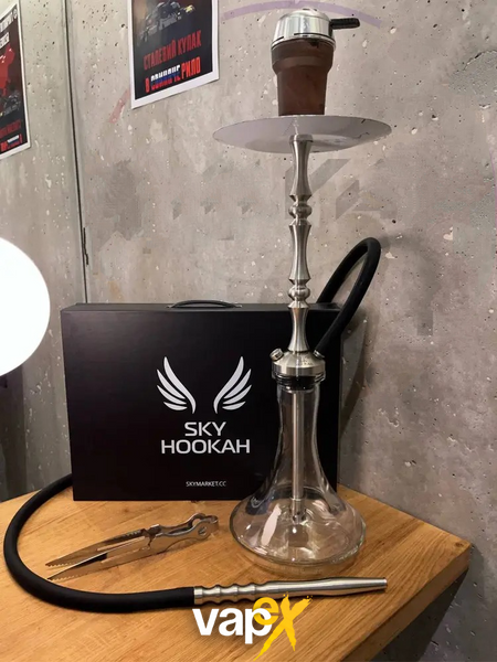 Кальян Sky Hookah Classic Silver в повному комплекті на колбі Craft Clear 65 см 3362 Фото Інтернет магазину Кальянів - Вейпикс