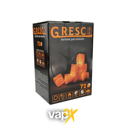 Горіхове вугілля для кальяну Gresco (1 кг, 72 шт, р25) 19182 Фото Інтернет магазина Кальянів - Вейпікс