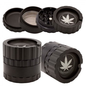 Гриндер металлический Amsterdam Black Grinder 4part d:63mm 98702 Фото Інтернет магазину Кальянів - Вейпикс