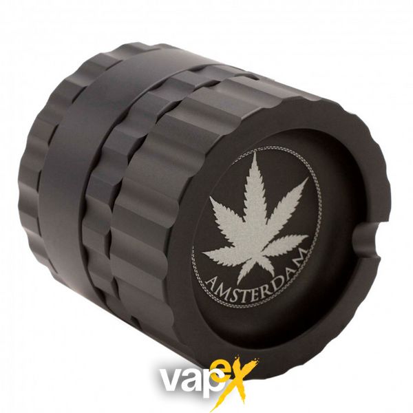 Гриндер металлический Amsterdam Black Grinder 4part d:63mm 98702 Фото Інтернет магазину Кальянів - Вейпикс